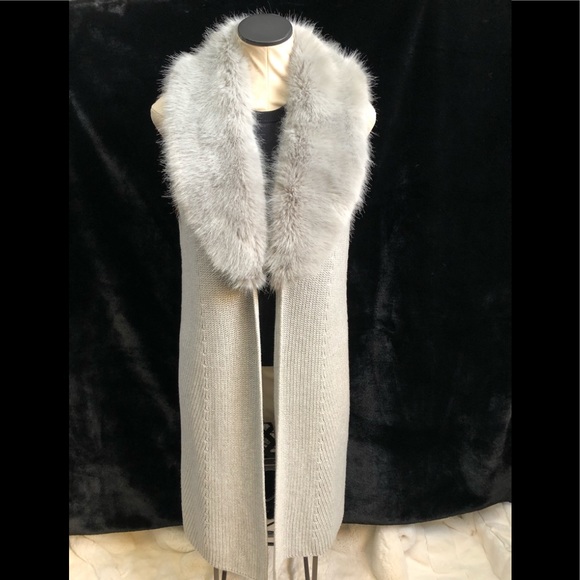 Jackets & Blazers - Talbots faux fur trim gray sweater vest size medium